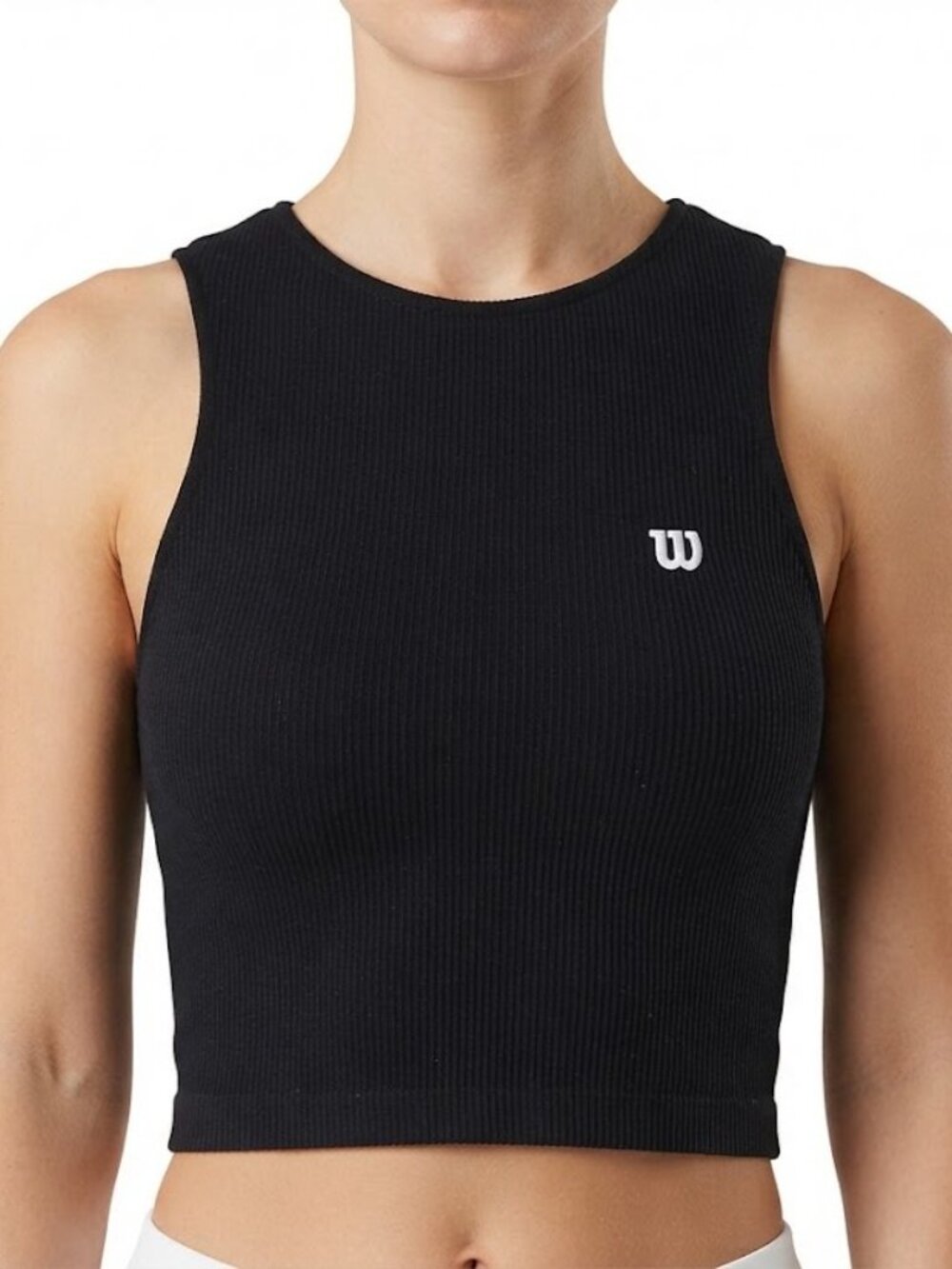 Wilson Black Ribbed Crop Tank Top